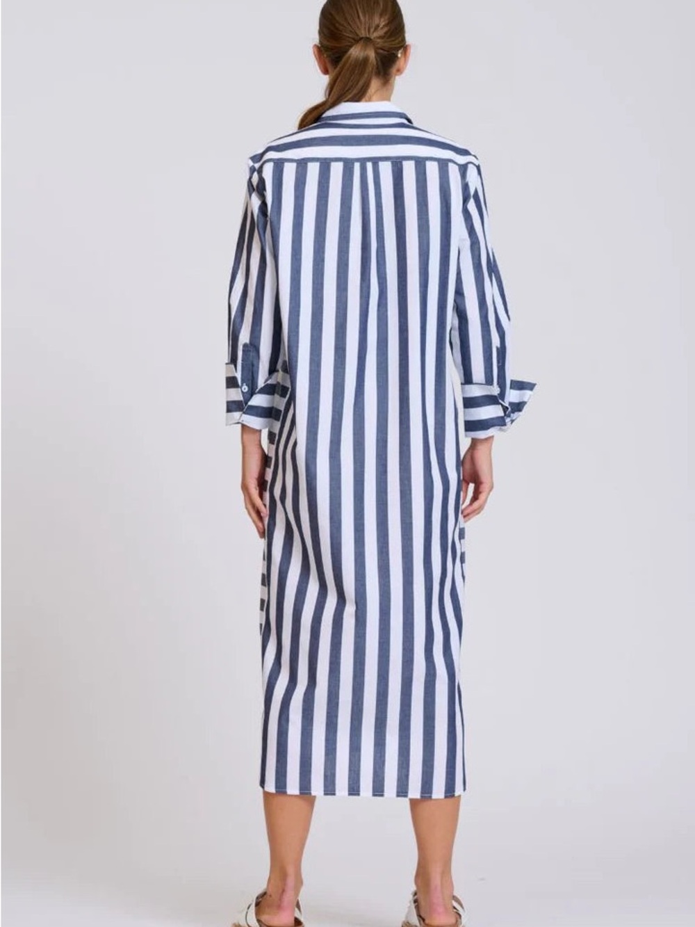 Shirty Luxury Brand Striped Midi Shirt Dress - Black & White - Sz S - NWT - Picture 2 of 12